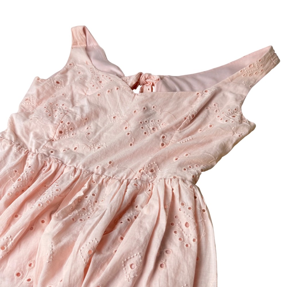 Audrey Parks Francescas Pink Eyelet Dress XL Open Back Cottagecore Garden‎ Party